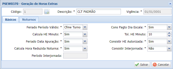 Geração de Horas Extras - Básicos Geração de Horas Extras