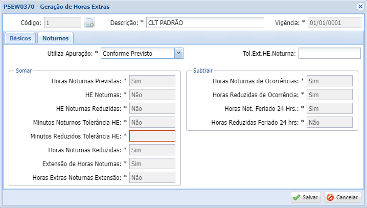 Geração de Horas Extras - Diários Geração de Horas Extras
