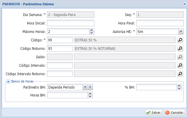 Geração de Horas Extras