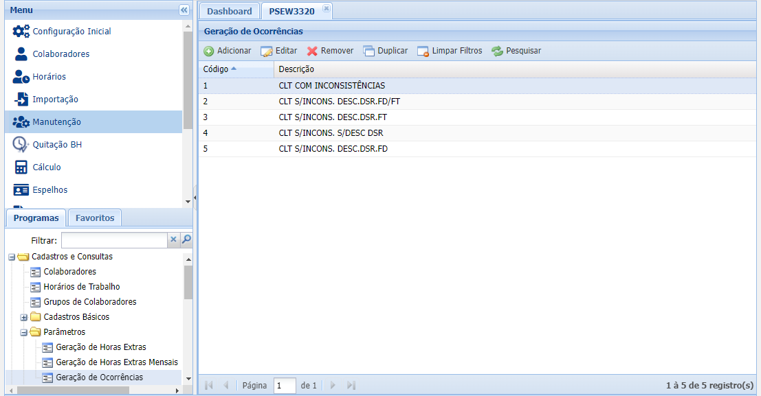 Geração de Ocorrências Geração de Ocorrências