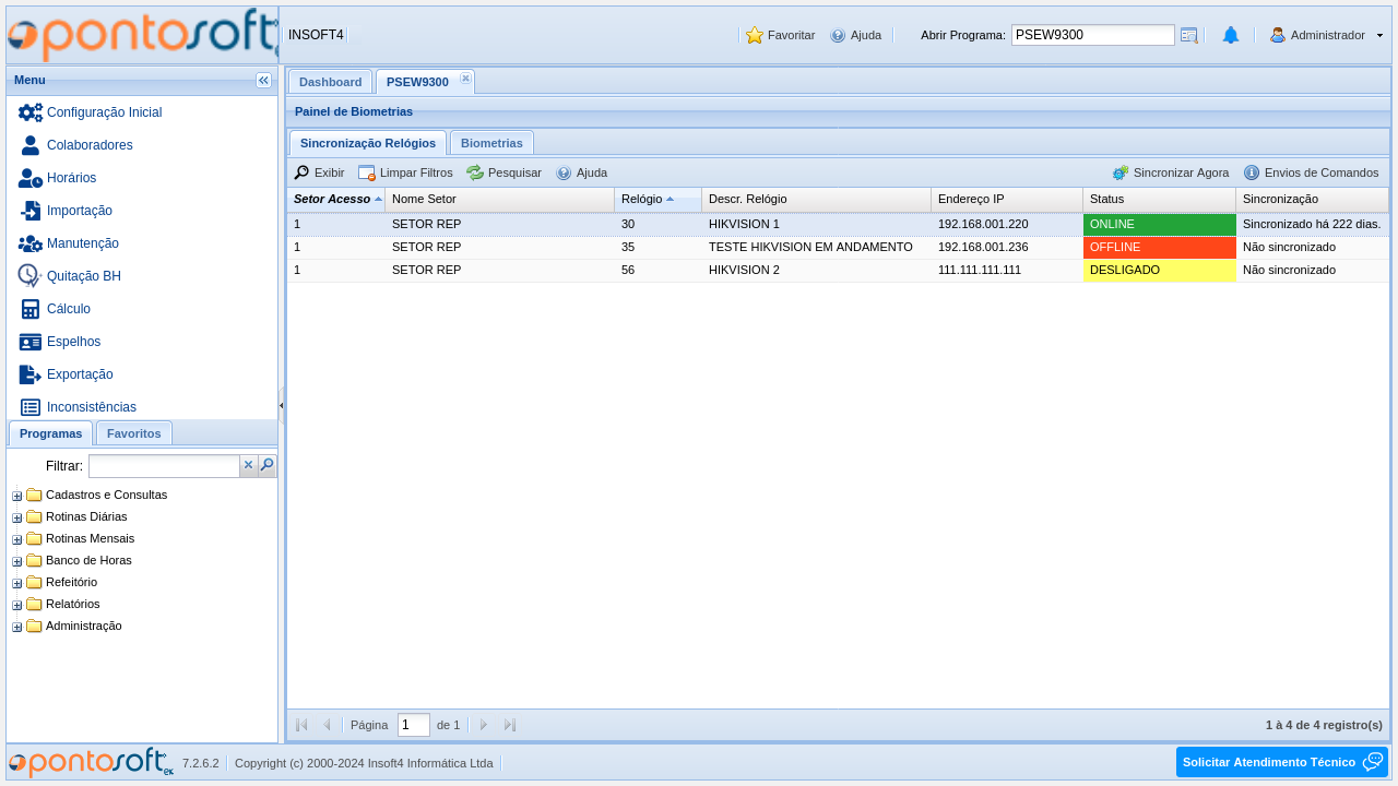 Painel de Biometrias