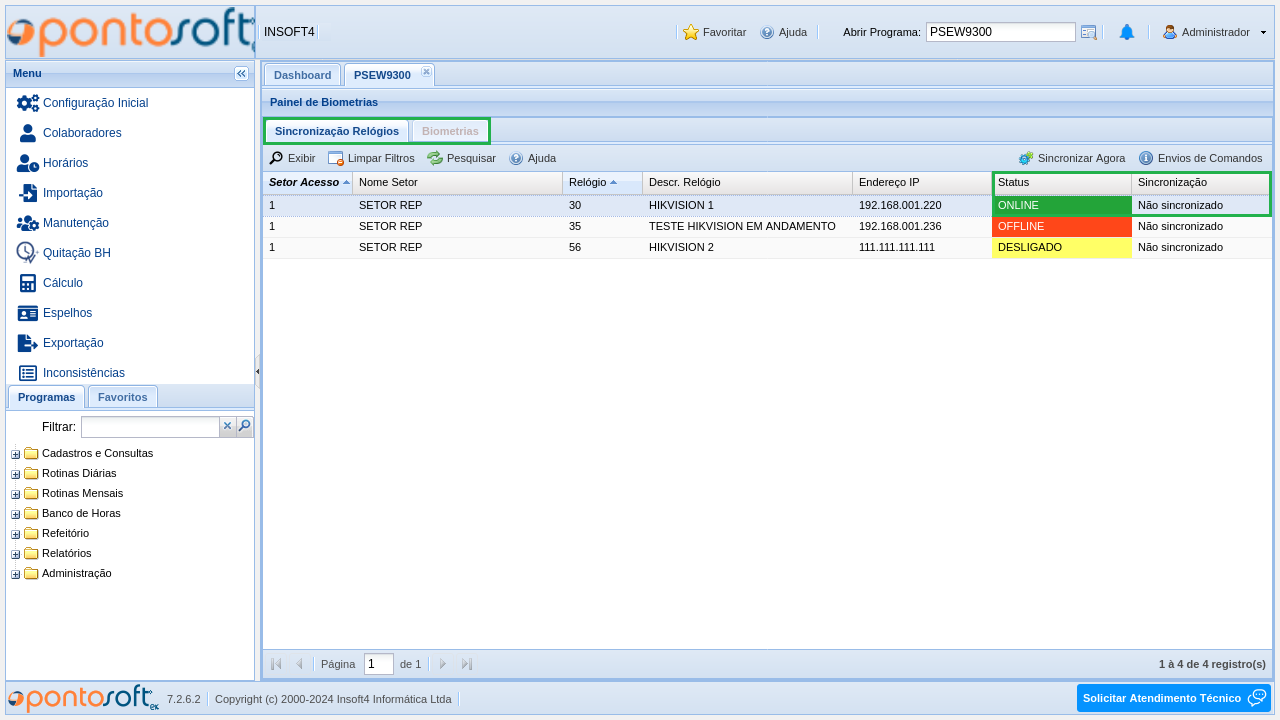 Painel de Biometrias