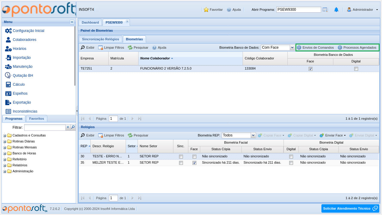 Painel de Biometrias