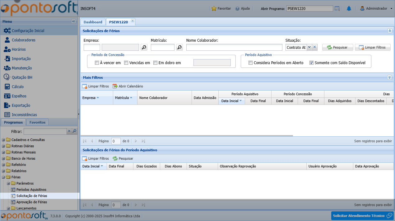 Solicitação de Férias