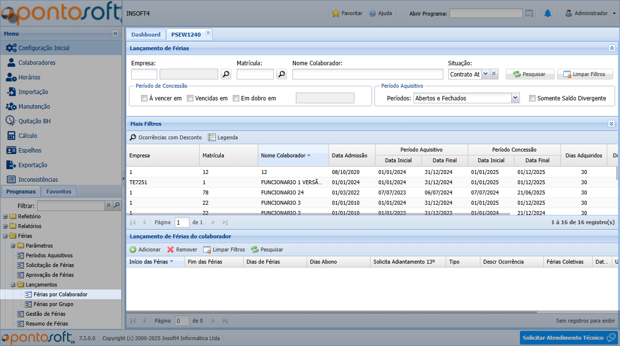 Férias por Colaborador