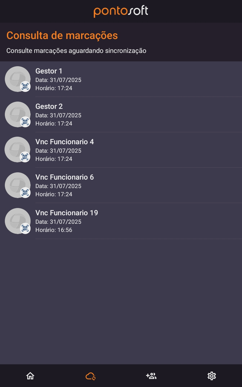 Tela de Consulta de Marcações - Ponto Virtual