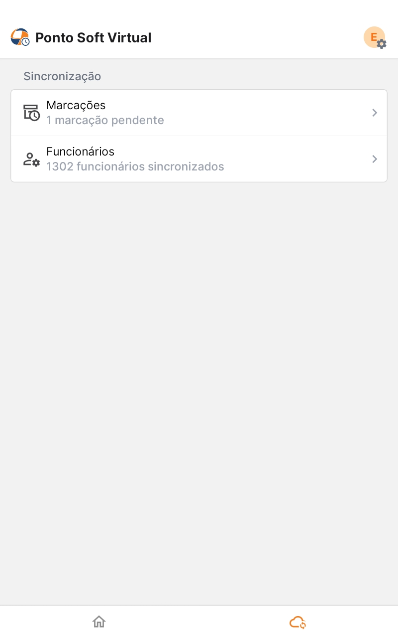Tela de Sincronização - Ponto Virtual