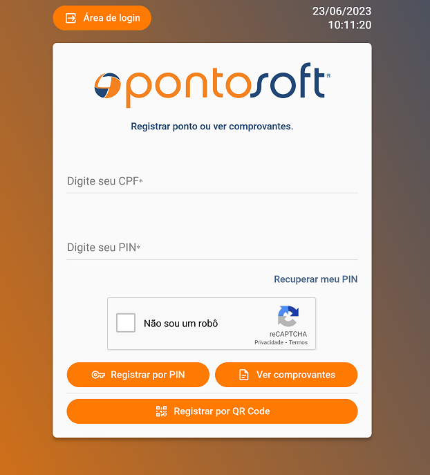 Redirecionamento para a tela do registro do ponto