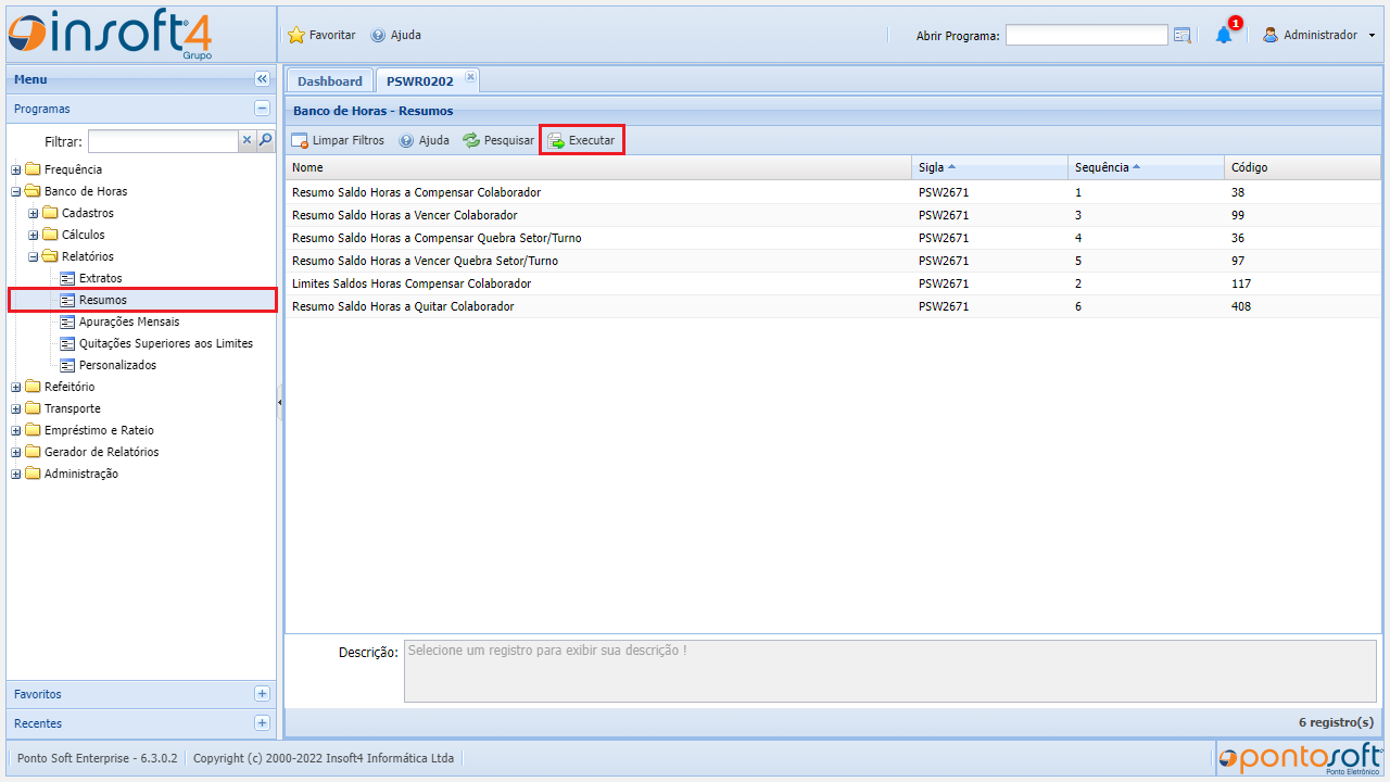 Relatório de Resumos do Banco de Horas resumos1