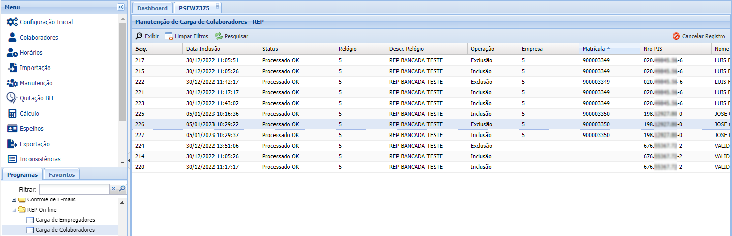 Carga de Colaboradores Carga de Colaboradores