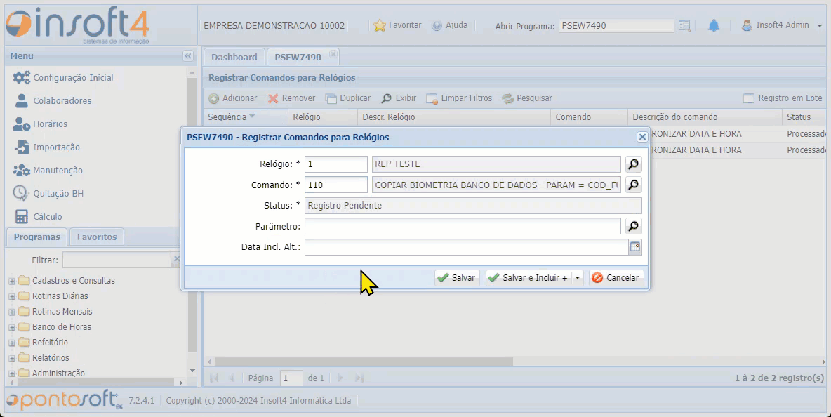Enviar comandos ao REP